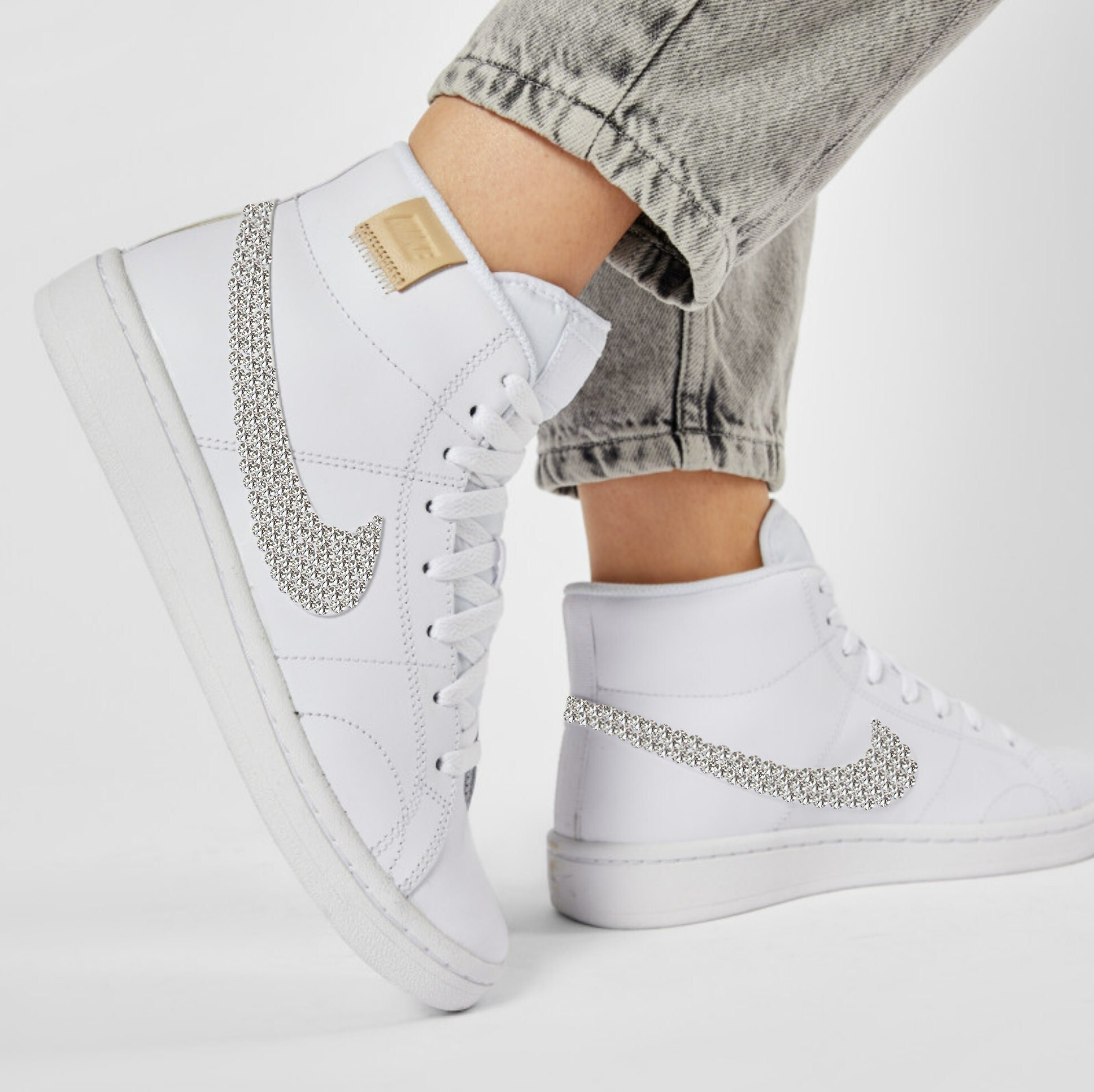 White Nike Court Royale Custom Low Mid Sneakers Genuine - Etsy