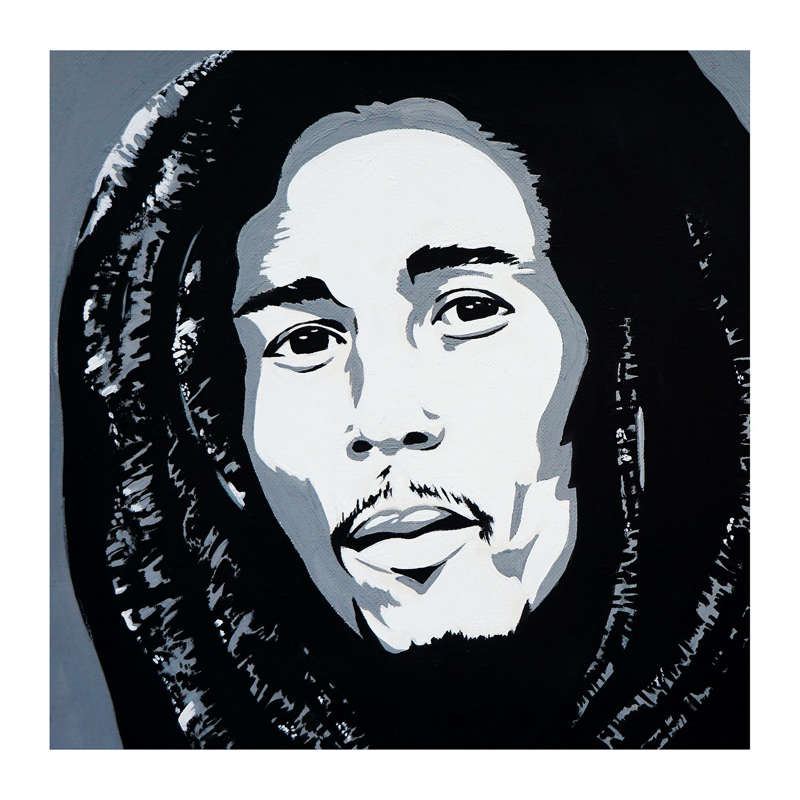 Bob Marley Original Black and White Iconic Musician Acrylic | Etsy
