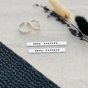 Soul Sisters Hammered Hidden Message Adjustable Ring