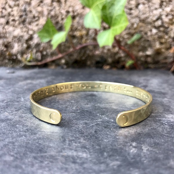 Personalised Hidden Message - Affirmation Band, Mantra Bracelet Cuff in Brass-  SOZO Silver