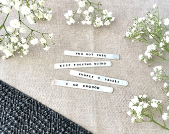 Silver Hammered Hidden Message Adjustable Ring