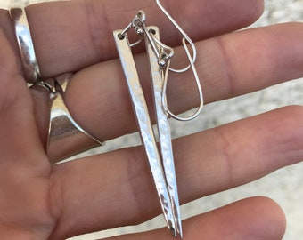 Fork Tine Earrings - Textured - Cutlery jewellery - SOZO Silver