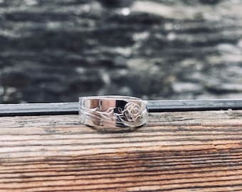 Löffel Ring - Rosen Ring - Versilbert - Einstellbar - SOZO Silver