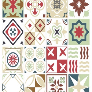 Mosaic Tile Stickers, Pack Of 24 Colourful Patterns, Waterproof Transfers, Use On 150mm x 200mm / 6  x 8 Inch Kitchen or Bathroom Tiles C47