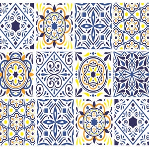 Mosaic Tile Stickers, Pack Of 24 Colourful Patterns, Waterproof Transfers, Use On 150mm x 200mm / 6  x 8 Inch Kitchen or Bathroom Tiles C40