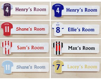 Personalized Football Team Colors Name Plaque: Laser Cut Kids Bedroom Decor