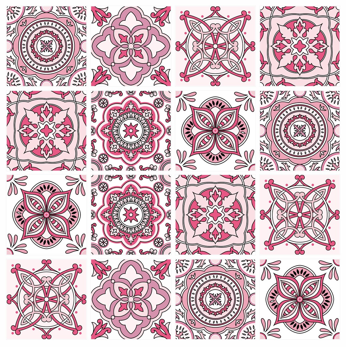 12 x Pink Pattern Mosaic Waterproof Tile Stickers Transfers Etsy