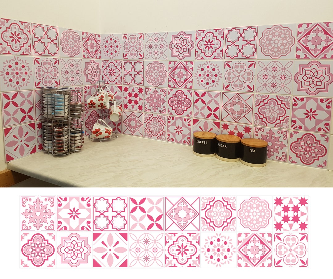 Mosaic Tile Stickers, Pack of 24 Colourful Patterns, Waterproof ...