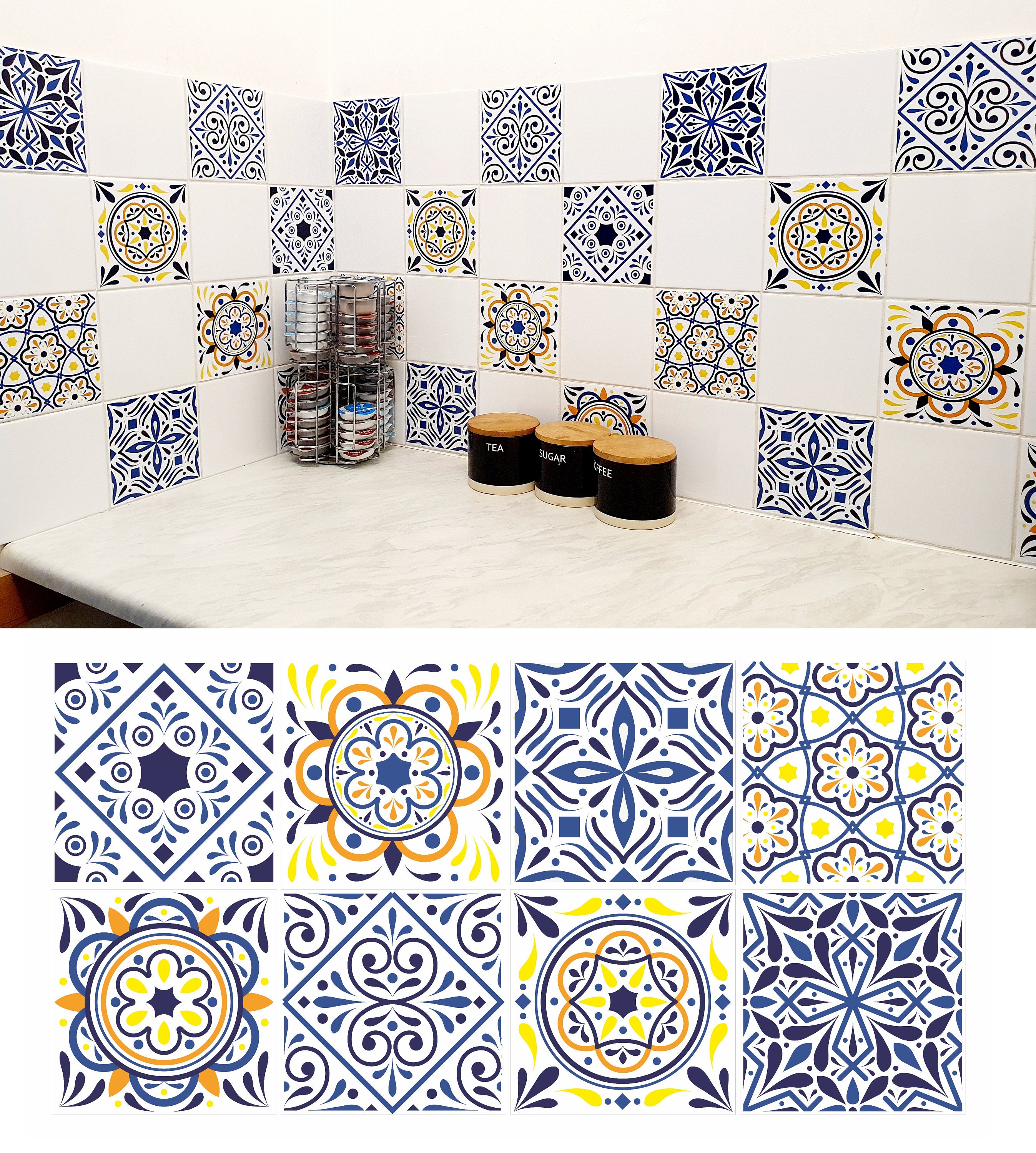 16 x Coloured Pattern Mosaic Tile Stickers Transfers For Etsy