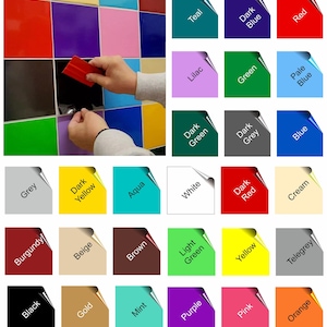 10 or 25 or 50 Matt Tile Stickers Transfers For 200mm x 200mm or 8 Inch Kitchen / Bathroom Tiles, Choice Of Colours, Easy to Put On