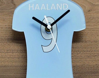 Relógio de quartzo no estilo da camisa de jogador do Manchester City, com nome e número, Haaland, Foden, Dias, Guehi etc. Jogador à sua escolha.