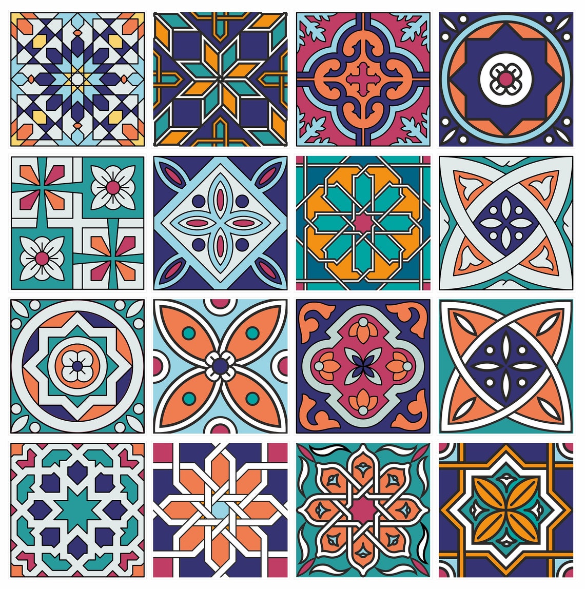 Mosaico Sticker Mosaic Tile Stickers, 16 per Pack, Waterproof Transfers for 100mm X ...