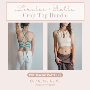 Lace up Crop Top and Halter Top pattern Bundle | Digital pdf sewing pattern | Sizes XS-XL | tank top pattern | corset top pattern