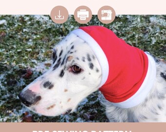 Santa Dog Snood Sewing Pattern – Fleece Dog Hat PDF, DIY Dog Costume, Winter Pet Hood Pattern, Christmas Dog Accessory, Beginner Pattern