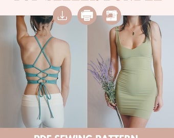 Crop top pattern Mini dress pattern bundle | Digital PDF sewing pattern | Sizes XS - XL | sexy dress pattern | corset top