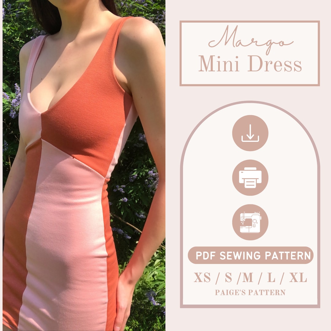 Color Block Dress Pattern | Digital PDF Sewing Pattern | Bodycon Dress ...