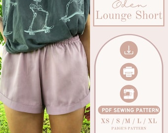 Patrón de shorts lounge / Patrón de costura digital PDF / patrón de shorts fácil / patrón de shorts de pierna ancha / cinturilla elástica / shorts de mujer
