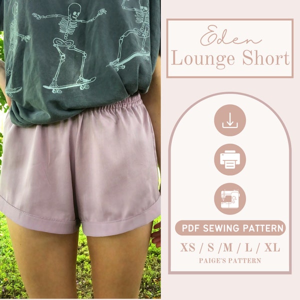 Lounge shorts pattern | Digital PDF sewing pattern | easy shorts pattern | wide leg shorts pattern | elastic waistband | womens shorts