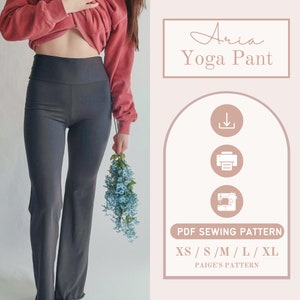 Yoga Pants Pattern | Size XS-XL | Digital PDF sewing pattern | Flare pants pattern | leggings pattern | high waisted pants pattern |beginner