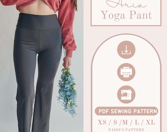 Yoga Pants Pattern | Size XS-XL | Digital PDF sewing pattern | Flare pants pattern | leggings pattern | high waisted pants pattern |beginner