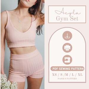 High Waisted Shorts Pattern + tank top pattern | Digital PDF sewing pattern | activewear sewing set | coquette sewing pattern |womens sewing