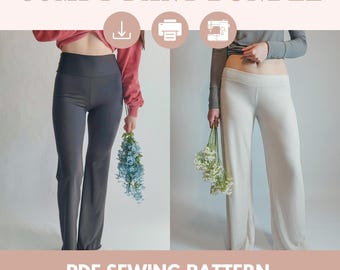Yoga pants pattern and flowy pants pattern bundle | Size XS-XL | Digital PDF sewing pattern | pants sewing pattern | leggings pattern