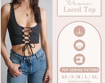 Corset top pattern | Digital PDF sewing pattern | diy tank top | crop top pattern | 90s pattern | grunge pattern | womens sewing pattern