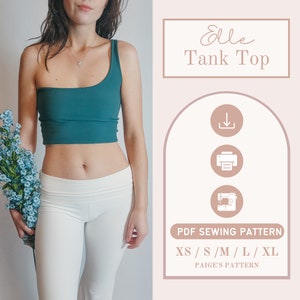 Tank top pattern | Digital PDF sewing pattern | One shoulder top | diy tank | womens tank | crop top pattern | one strap tank top | beginner