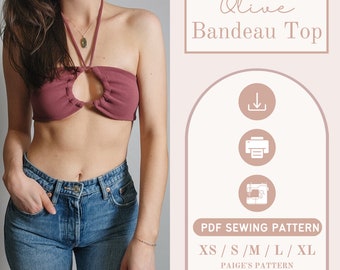 Schlüsselloch Crop Top / Tube Top Muster | Digitales PDF Schnittmuster | Bikinioberteil Schnittmuster | Bralette Muster | Bandeau Top Muster | Frauen Top