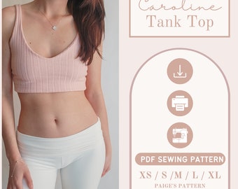Tank top pattern | Digital PDF sewing pattern | twist front top pattern | v-neck tank | cropped tank top pattern | womens sewing | diy tank