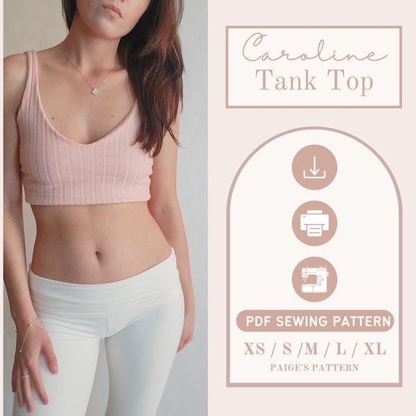 Tank top pattern | Digital PDF sewing pattern | twist front top pattern | v-neck tank | cropped tank top pattern | womens sewing | diy tank
