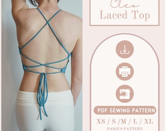 Lace up top pattern | Digital PDF sewing pattern | tank top pattern | backless top pattern | corset pattern | festival top pattern |beginner