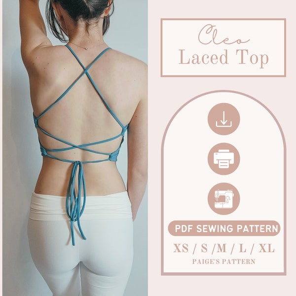 Lace up top pattern | Digital PDF sewing pattern | tank top pattern | backless top pattern | corset pattern | festival top pattern |beginner