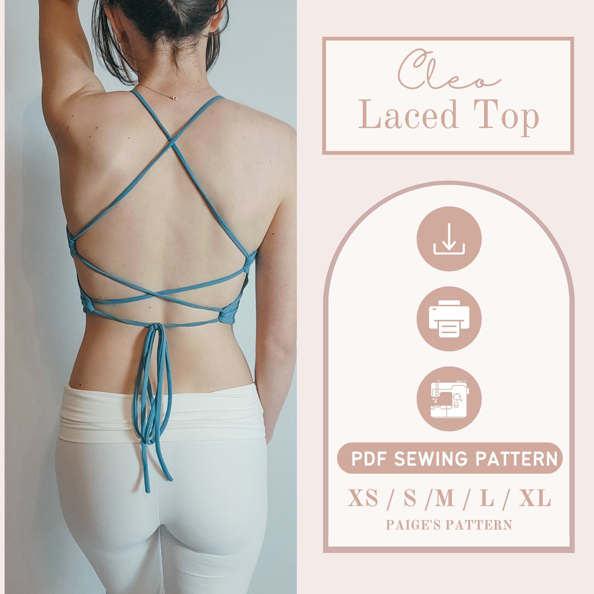 Lace up Top Pattern Digital PDF Sewing Pattern Tank Top Pattern