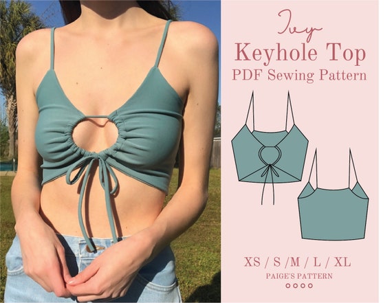 Keyhole crop top pattern | Digital PDF Sewing Pattern | sizes XS - XL | bralette pattern