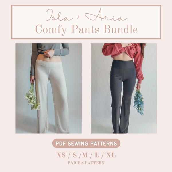 Yoga pants pattern and flowy pants pattern bundle | Size XS-XL | Digital PDF sewing pattern | pants sewing pattern | leggings pattern