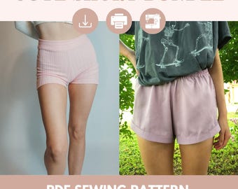 Patrón de costura para pantalones cortos / Patrón de costura digital en PDF / Tallas XS - XL / Patrón de pantalones cortos en PDF / Pantalones cortos de salón
