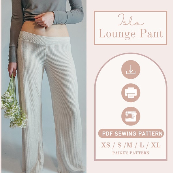 Low rise pants Pattern | Digital PDF sewing pattern | wide leg pants pattern | yoga pants pattern | flowy loungewear pants pattern |beginner
