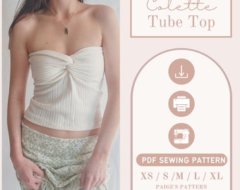 Twist front top | tube top pattern | Digital PDF Sewing Pattern | off the shoulder pattern | strapless top pattern | coquette top pattern