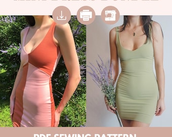 Molde para vestido justo ao corpo | Molde de costura digital em PDF | Tamanhos do PP ao GG | Pacote com molde para vestido curto e sexy