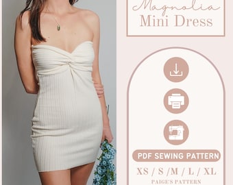 Off the shoulder mini dress pattern | Digital pdf sewing pattern | cami dress pattern | bodycon dress pattern | sweater dress pattern