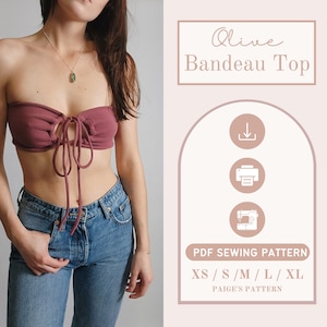 Keyhole Crop Top / tube top pattern | Digital PDF sewing pattern | sizes XS - XL | bikini top pattern | bralette pattern
