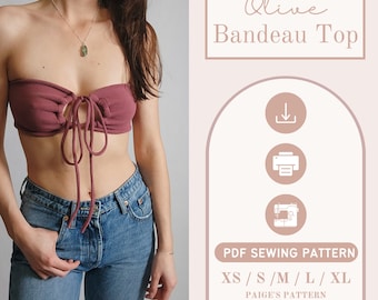 Schlüsselloch Crop Top / Tube Top Muster | Digitales PDF Schnittmuster | Größen XS – XL | Bikinioberteil Schnittmuster | Bralette Muster