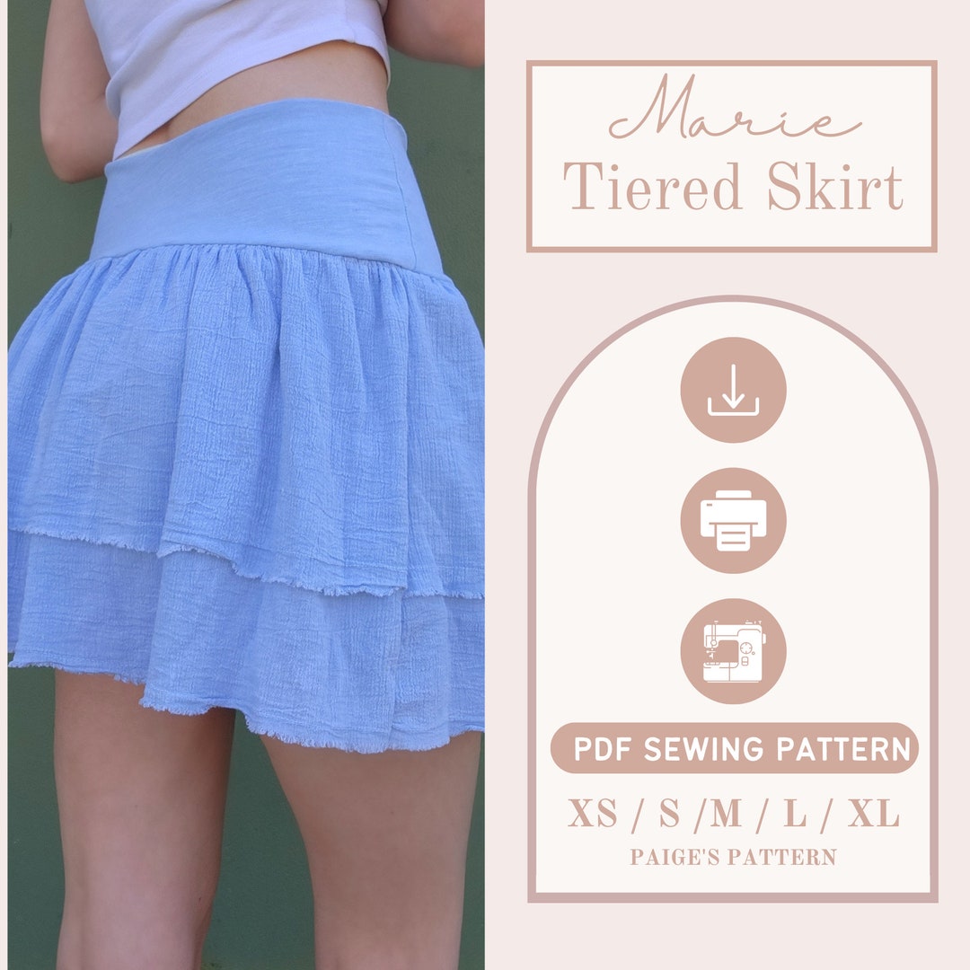 Tier Skirt Pattern Digital PDF Sewing Pattern Sizes XS-XL Skirt Sewing ...