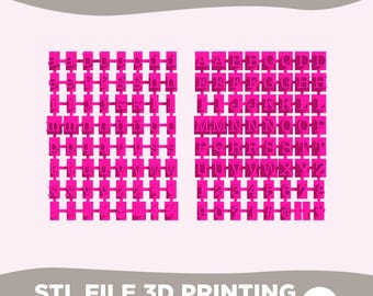 May include: A set of bright pink 3D printable alphabet characters, including lowercase and uppercase letters, numbers, and symbols arranged in a grid. The text ALPHABET, STL FILE 3D PRINTING, and DOWNLOAD & PRINT are visible on the light background.