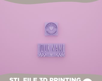Custom Stamp STL Digital Download – Personalized Text Phrase Icon logo ANY design– any Size – Cookie Fondant Clay Ceramic Imprint Tool.