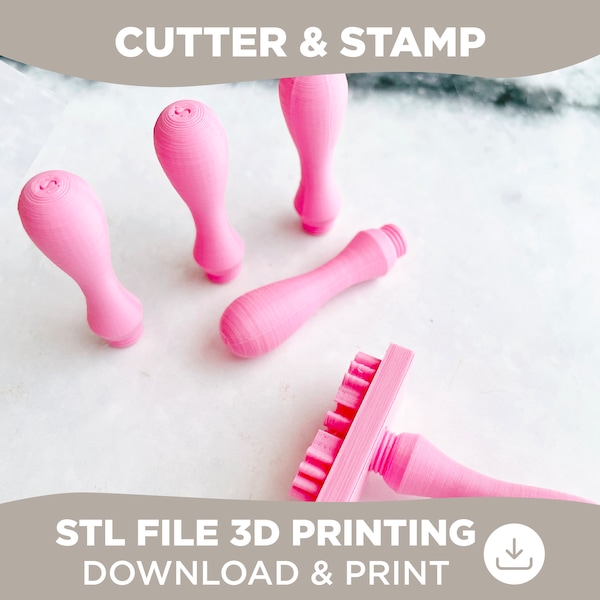 Universal 3D Stamp Handle - Perfect Companion for Our Digital Print Files - DIY 3D Printing - Baking and Pottery Tools - Download STL 3D