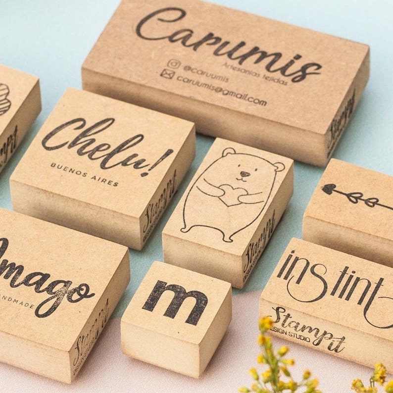 Custom rubber Stamp with your Logo business info artwork Etsy
