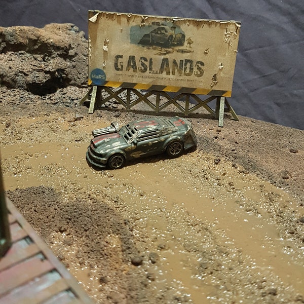 Billboard, sign twin Pack. Gaslands, 28mm 1:64 scale war games table top gaming