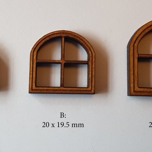 10 pack MDF Laser Cut Windows for Terrain buildings D&D Warhammer 28mm railway diorama model N